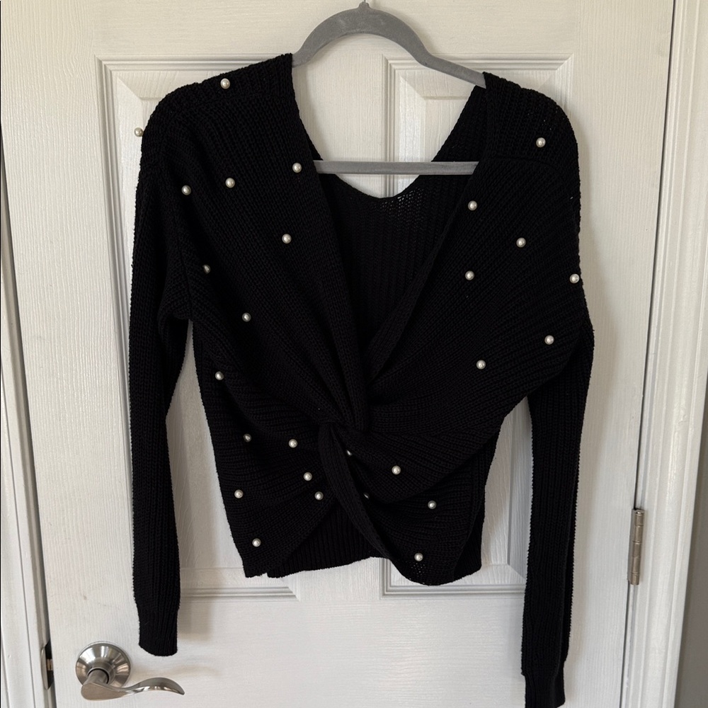Jessica Simpson Black Knit with Pearl Details